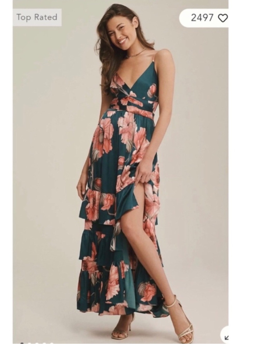 Hutch Guthrie Maxi Dress in Emerald Vining Painted Floral NEW - Picture 4 of 10